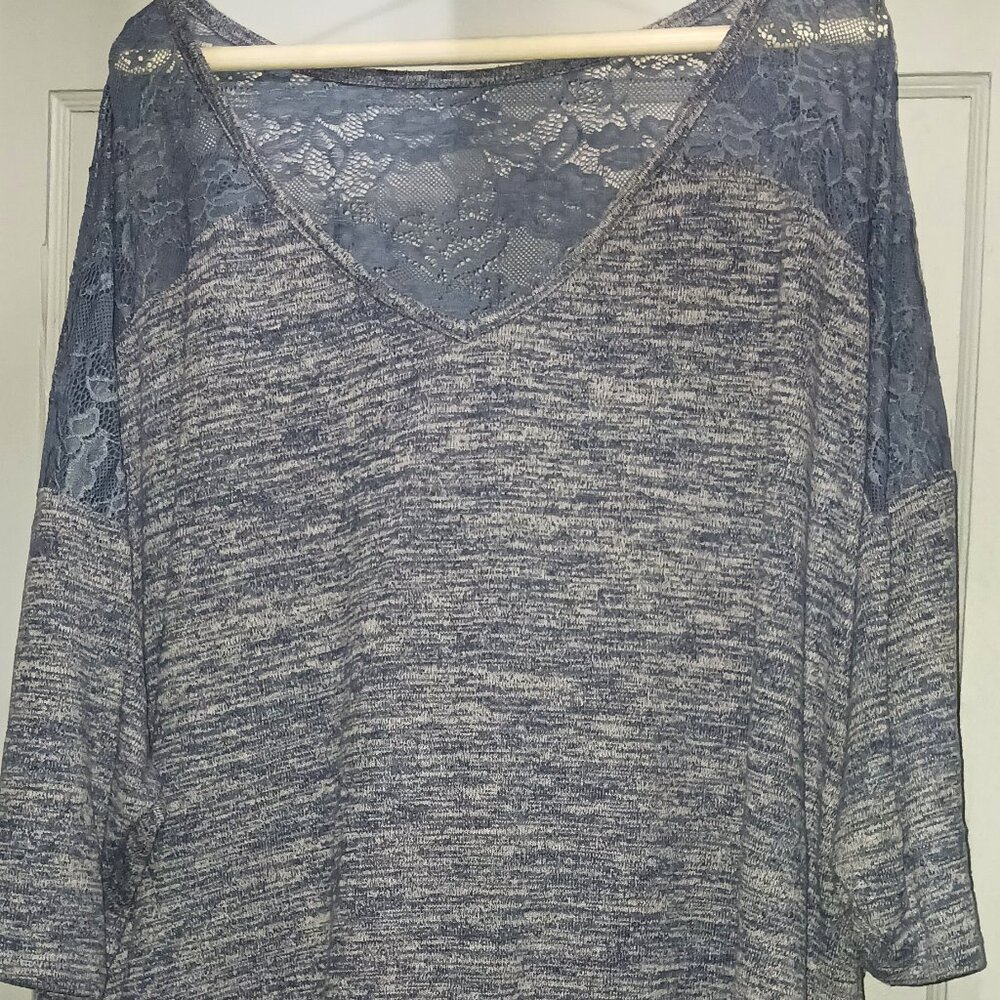 Torrid Super Soft Plush Blue and Lace Sweater